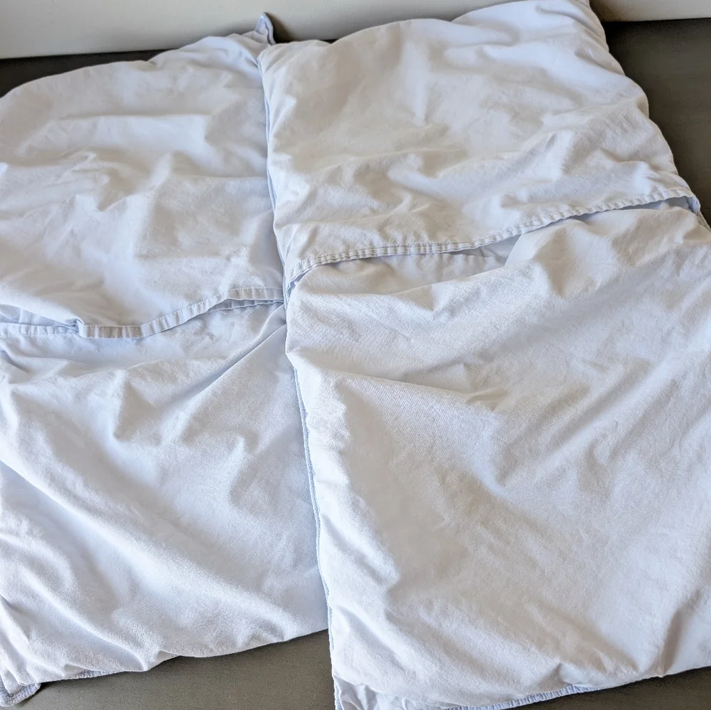 West Elm Light Blue Matelassé Quilted Pillow Covers 20x36 Puckered Cloud King